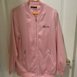 Pink Ladies Halloween Costume “Greased Lightnin” Satin Zip Up Jacket Sz XL