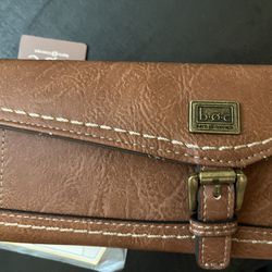 b.o.c Born Concept Clutch Wallet, Saddle Color with Snap  Closure
