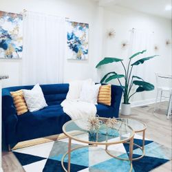 Sofa and Coffee Tables w/ Center Piece Decor