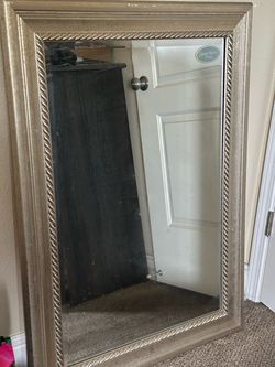 Large Wall Mirror with Silver Wood Frame