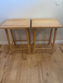 Costway Counter Height Stool Set of 4 with Footrest & Solid Wood Frame Natural 14” x 18”, 25.5” tall