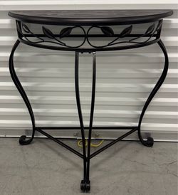 Used Black Metal Half Moon Entranceway Table