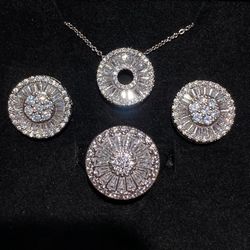 Bling bling iced out paved Zircon 4 piece sterling silver set that’s 925
