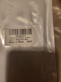 New I PHONE 16 PLUS BLING CLEAR BLUE CASE
