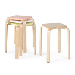 New Costway Set of 4 Colorful Bentwood Stackable Dining Stool Chairs with Round Tops