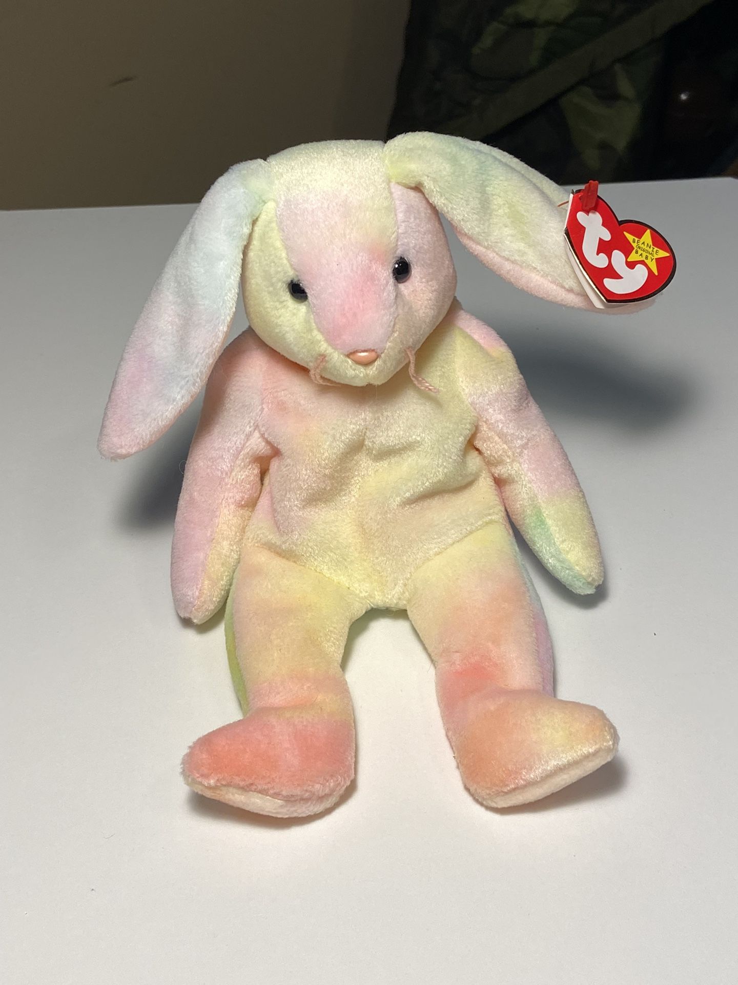 🎄Beautiful Vintage Ty Beanie Baby “Hippie” The Rainbow Rabbit With Tag Errors 1998, 99