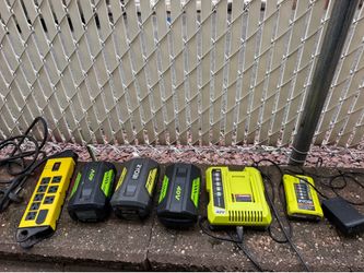 Used Ryobi 40 v chargers and (3) Batteries working no issues  $120 best offer