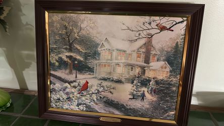 Thomas Kinkade Winter Cardinals (Wall Piece)