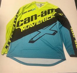 Can Am Mens L Black White Motocross Jersey Long Sleeve Shirt