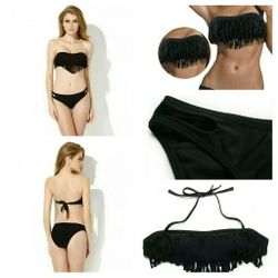 Sexy Black Tassel Bikini
