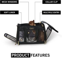 Kenneth Cole Reaction Collapsible Travel Pet Carrier Soft Multi-Entry Folding Portable Kennel Crate for Puppy Dog, Cat, and Rabbit Carrier Bag,Up to 1