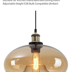 Zttech New 11” Amber Glass Pendant Light