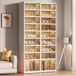 9-Tier Foldable Shoe Rack Organizer for Closet 36Pairs Plastic Shoe Shelf Collapsible Shoes Storage Box