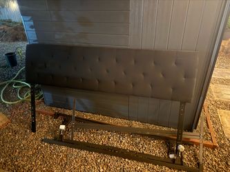 Black Cal King Tufted Upholstered Headboard with Frame
