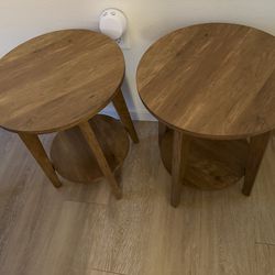 2 Small Wood Side Tables