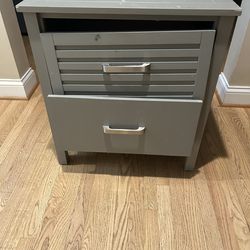Gray Two-Drawer Nightstand