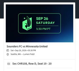 Sounders FC vs. Minnesota United tickets (Saturday)