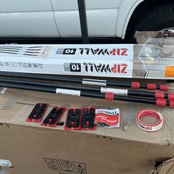 ZIPWALL ZP4 ZipPole 10 Foot Spring Barrier (Pack of 3 Loaded Poles for Dust Barriers, 3 Pack, Black