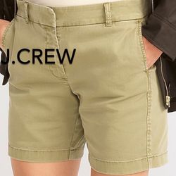 🌞(NEW) WOMEN’S J.CREW OLIVE SAND 7” INSEAM STRETCH CHINO SHORT - SIZE: 4 (SMALL) (MSRP: $59.50)🌞
