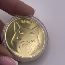 Shiba Inu Coin Golden Metal Souvenir In Plastic Protective Case Brand New 