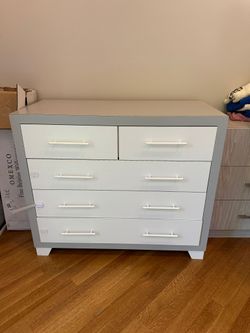 Custom made white and gray 5 drawer dresser