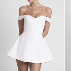 Raquel Babydoll Corset Mini Dress - White Small