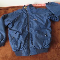 Vintage 70s 80s Blue Big Logo Patagonia Sherpa Lined Jacket  XL