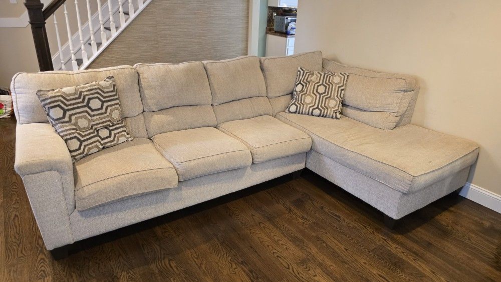 Bob's “Calvin” 2-Piece Sectional Sofa Right Arm Chaise Beige