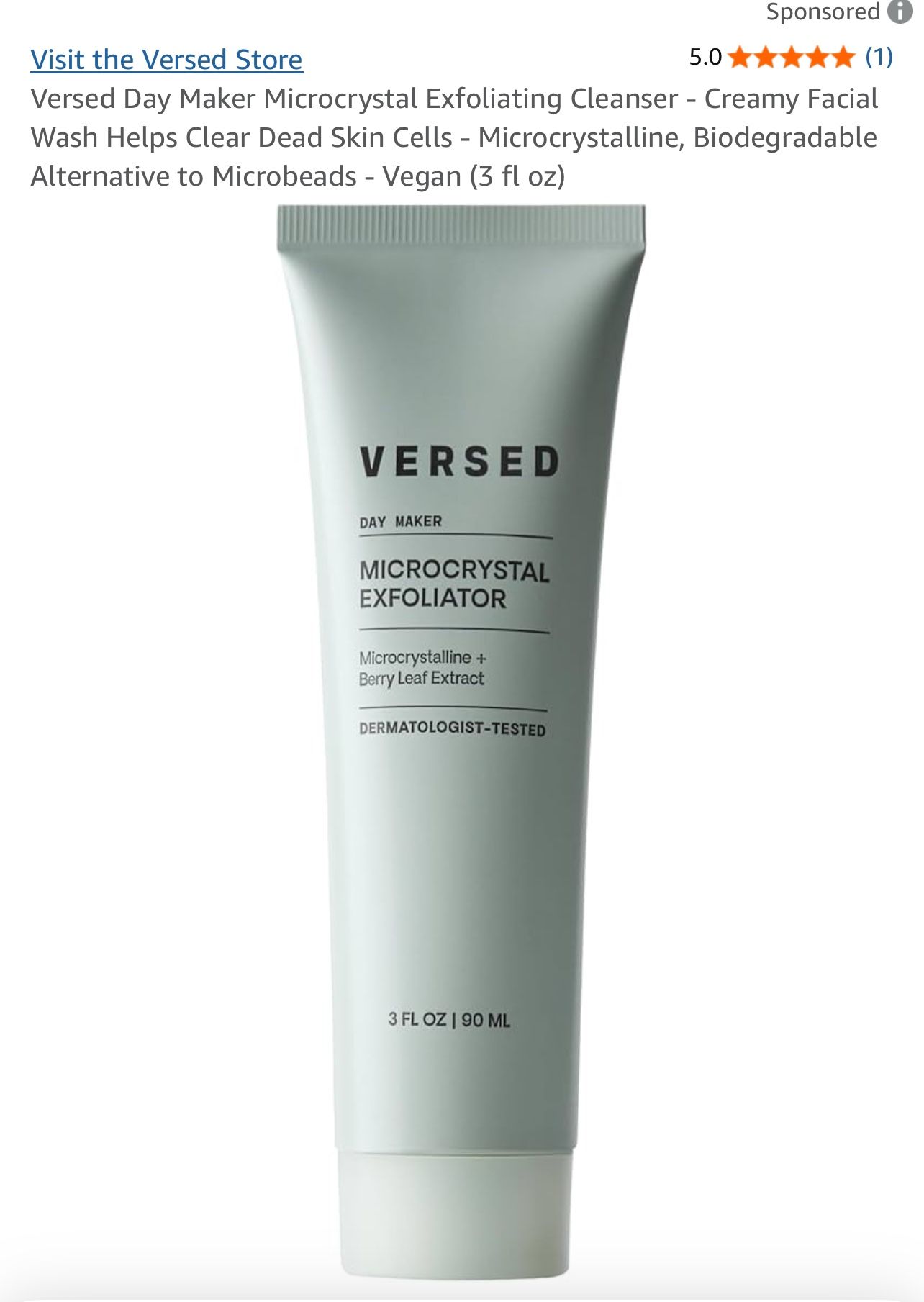 Versed Microcrystal Exfoliator with Berry Leaf Extract. Dermatologist-tested. See pictures. New no box