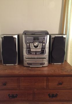 Stereo double cassette record player