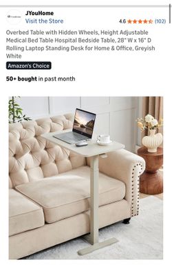 Brand New Overbed Table w/ Hidden Wheels – Adjustable – Unopened