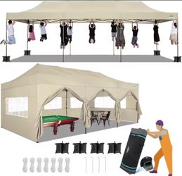 10x30 Pop Up Canopy with 8 Sidewall,Heavy Duty UPF 50+ All Season Wind Waterproof  Outdoor Wedding Party Tents