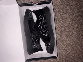 Black Rhinestone Embellished Sneakers