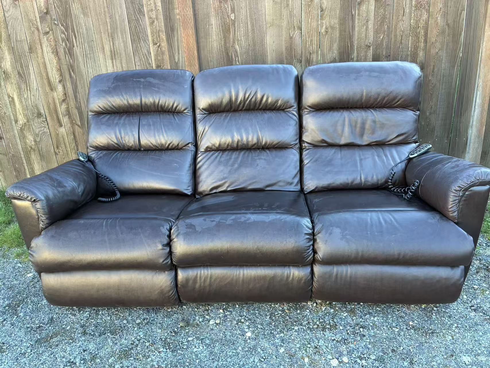 Black faux leather sofa