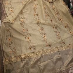 Green Shower Curtain Made by Victoria Classics. Embroidered! Like New!