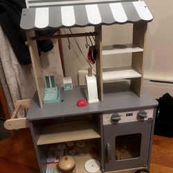 Solid Wood Kids Kitchen Set/ Grocery With Food & Accesories