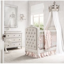 ~Restoration Hardware~ Colette Tufted Crib/Toddler Converstion, Dresser & Crown