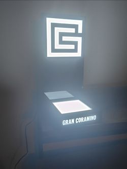 Neon lights, coolers name brand bar decor
