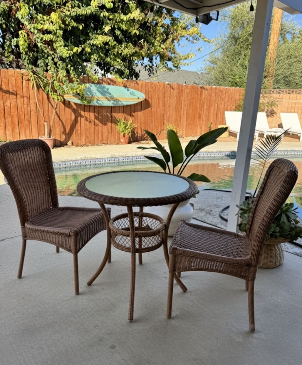Hampton Bay 3-Piece Wicker Patio Bistro Set – Like New