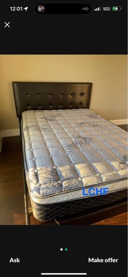 New Queen bed frame with mattress