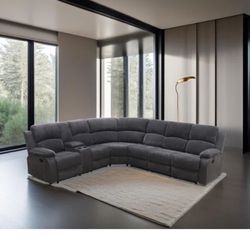 Dark Gray Microfiber Fully Reclining Sectional Couch Black Friday 