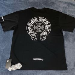 CHROME HEARTS Black CLASSIC Horseshoe Crew Neck Short Sleeve T-Shirt LARGE (NEW)
