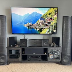 Martin Logan Theos towers and Stage X center 