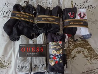True Religion men's 6 pair socks new or Guess socks pair or Ed Hardy pair socks
