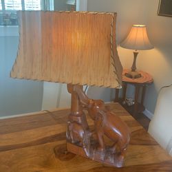 Antique Solid Wood Elephant Lamp - $60