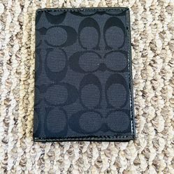 Coach Black Leather Canvas Passport Wallet 