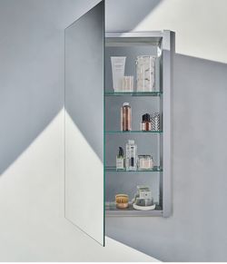 Frameless Mirror Medicine Cabinet With Outlet