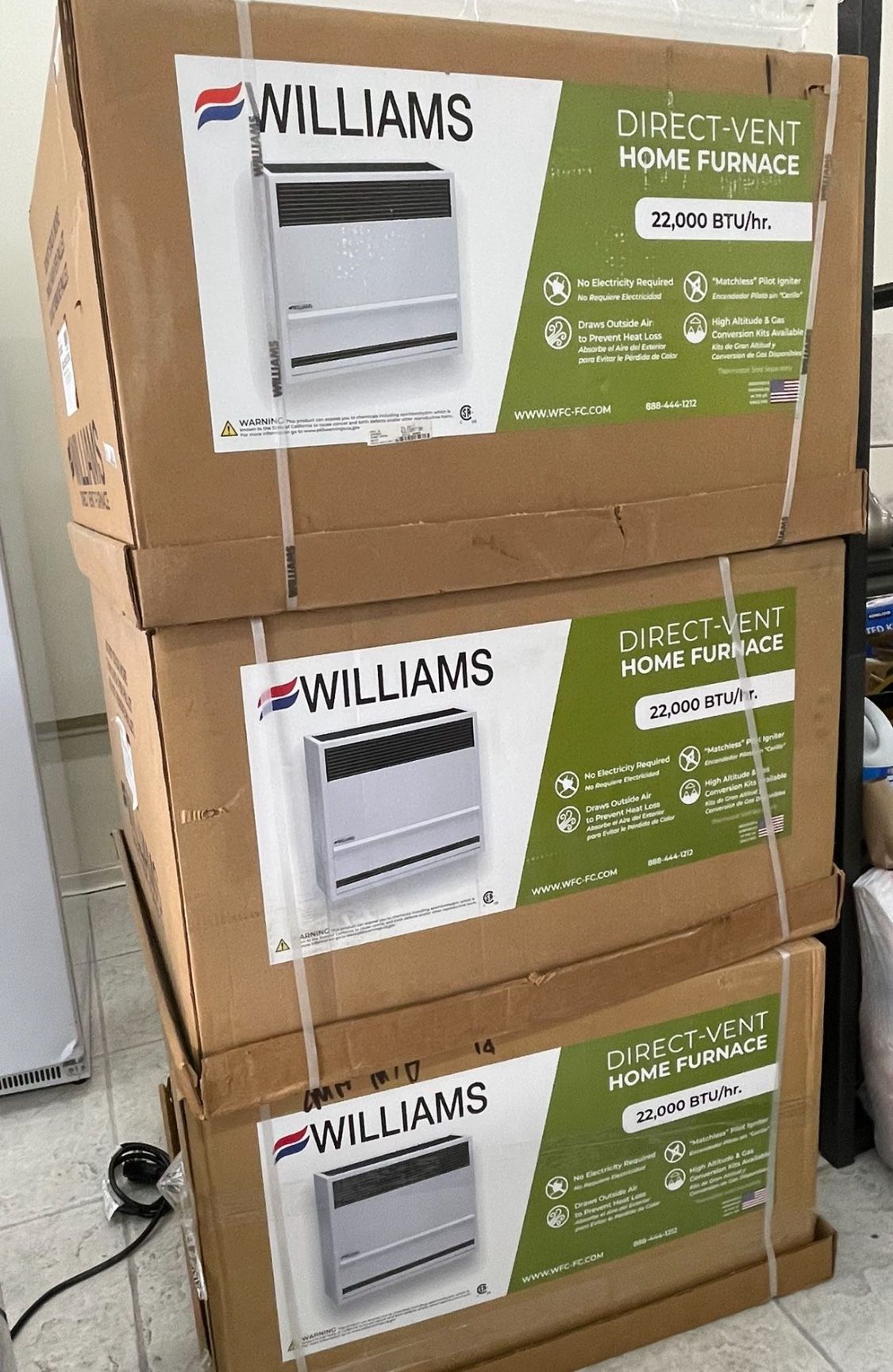 WILLIAMS - Direct-Vent Gravity Wall Heater 22,000 BTU- Natural Gas - 550 sq. ft.