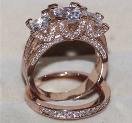 New 18 k rose gold engagement ring wedding ring set wedding band