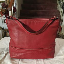 Coach Purse, Red, 12”/13”/6”